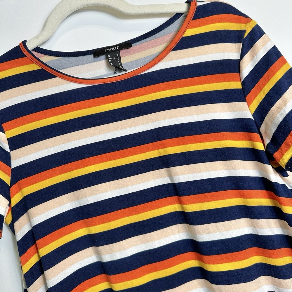 Forever 21 Womens Size L Multicolor Striped Tshirt Swing Dress USA